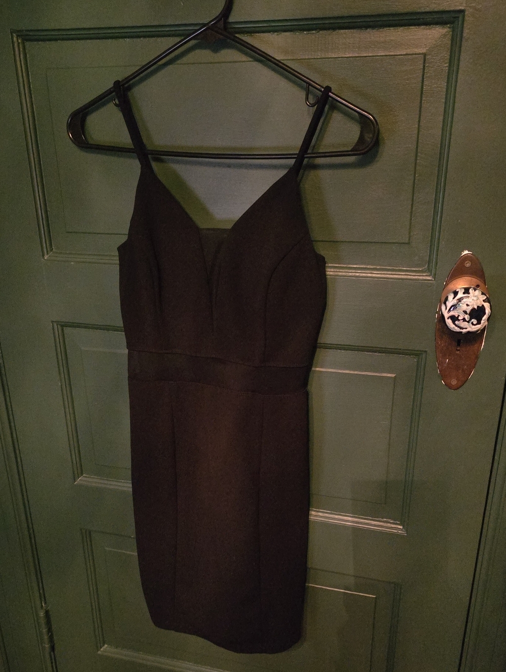 Sweet Storm Black Spaghetti-Strap Mini Dress With Mesh Panels